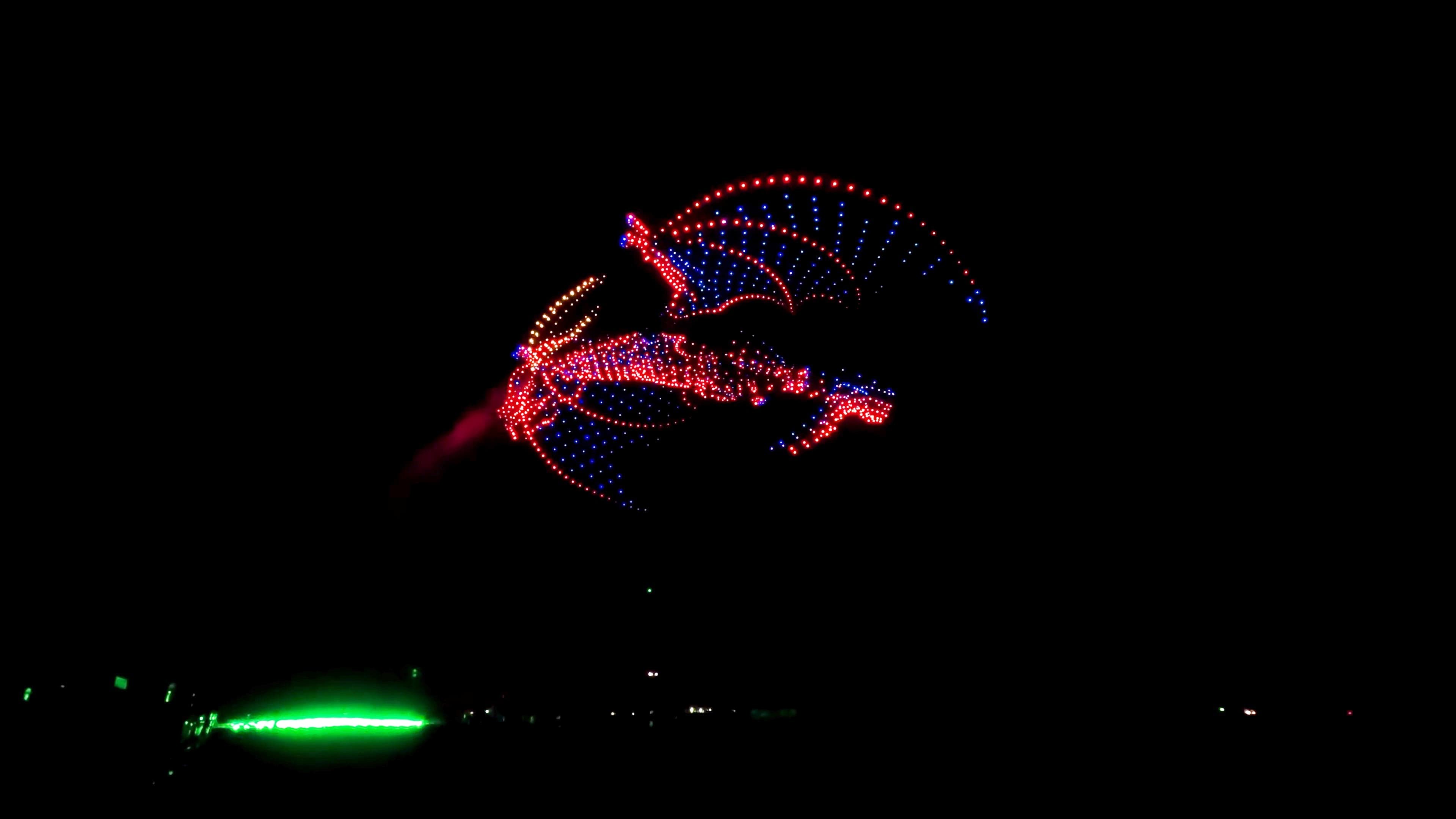 Animated dragon drone light show